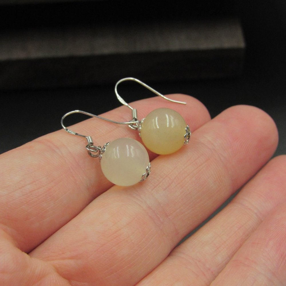 Sterling Silver Rustic Odd Quartz Ball Earrings - image 2